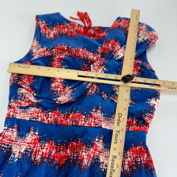Tracy Reese Dress Womens 0 Red Blue Twist Chevron‎ Sheath Mini Anthropologie - Picture 7 of 9